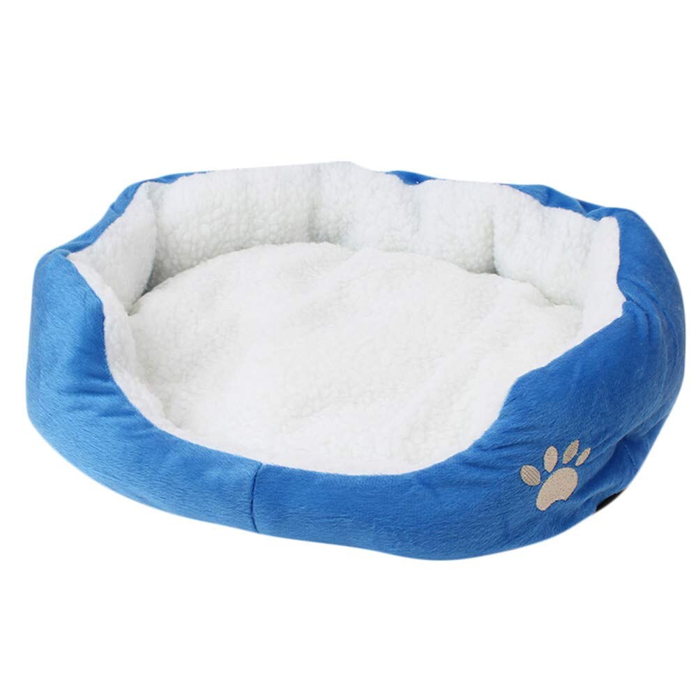 Cama de perro de felpa cálida para dormir, colchoneta para mascotas con cubierta extraíble para perros, gatos, TN99: blue / M