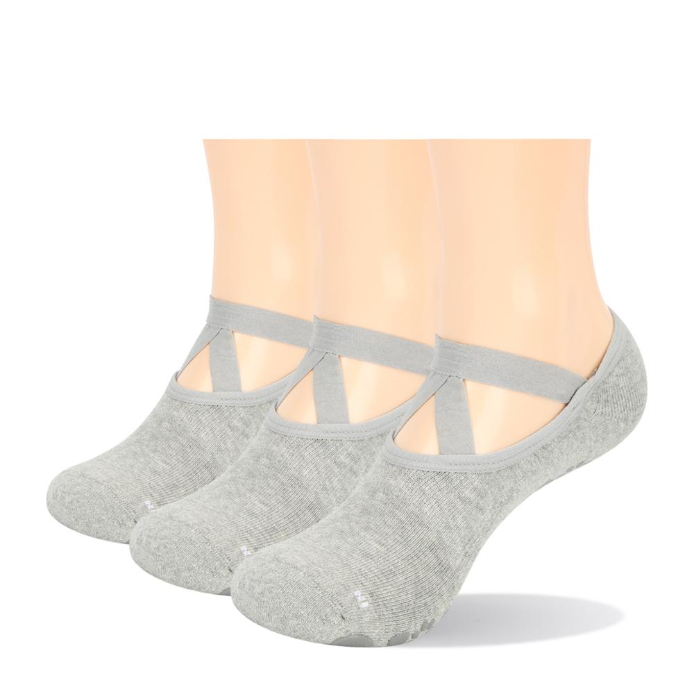 Yuedge 3 paar dames yogasokken met antislip handvatten en bandjes, ideaal voor pilates, barre, ballet, dans, blotevoeten workout yogasokken: 2001 lgy / Xl (us9.5-12.5)