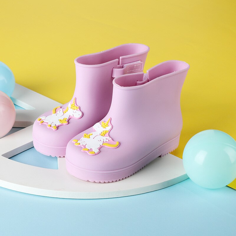 Loveewalk Unicorn Boots Baby Girl Rain Boots Pink Yellow Summer Girls Shoes Outdoor Ankle Rain Boots Toddler Shoes: Pink / 24