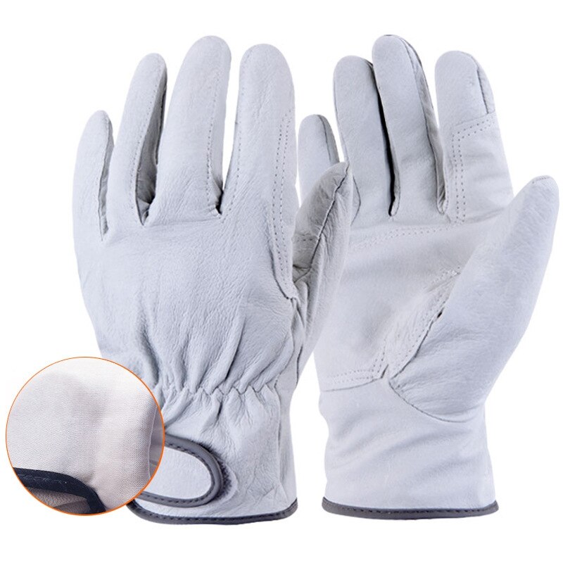 Guantes de trabajo para hombre, guantes finos de seguridad de cuero para el trabajo al aire libre