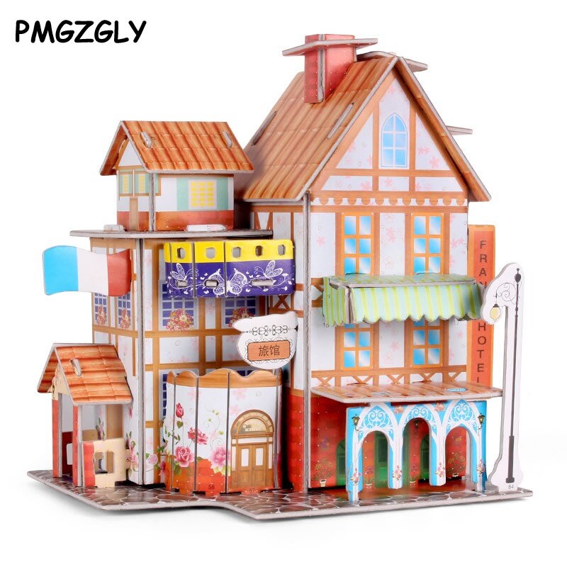 3D jigsaw puzzles children kids toys educational Puzzles DIY Puzzle Jigsaw Baby Kid learning Castle pattern Children Houses