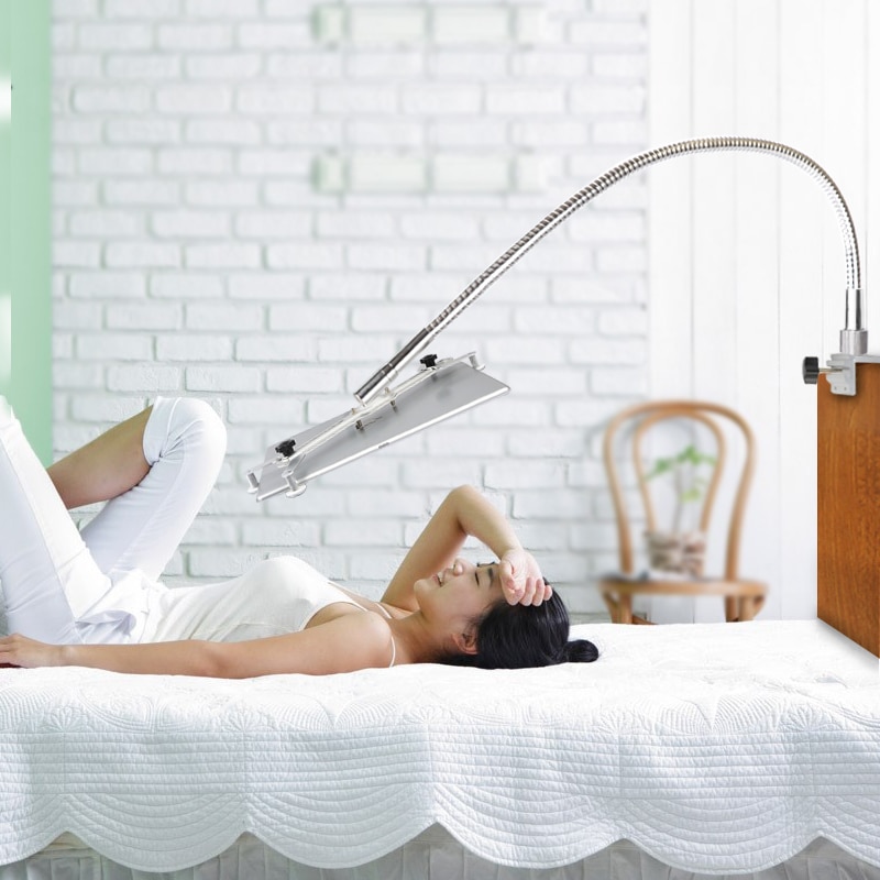 Full Metal Flexible Strong Arm Tablet PC Stand Support 3.5-13.5 inch Tablets Screen 360 Rotating Holder for iPad Pro Surface Pro