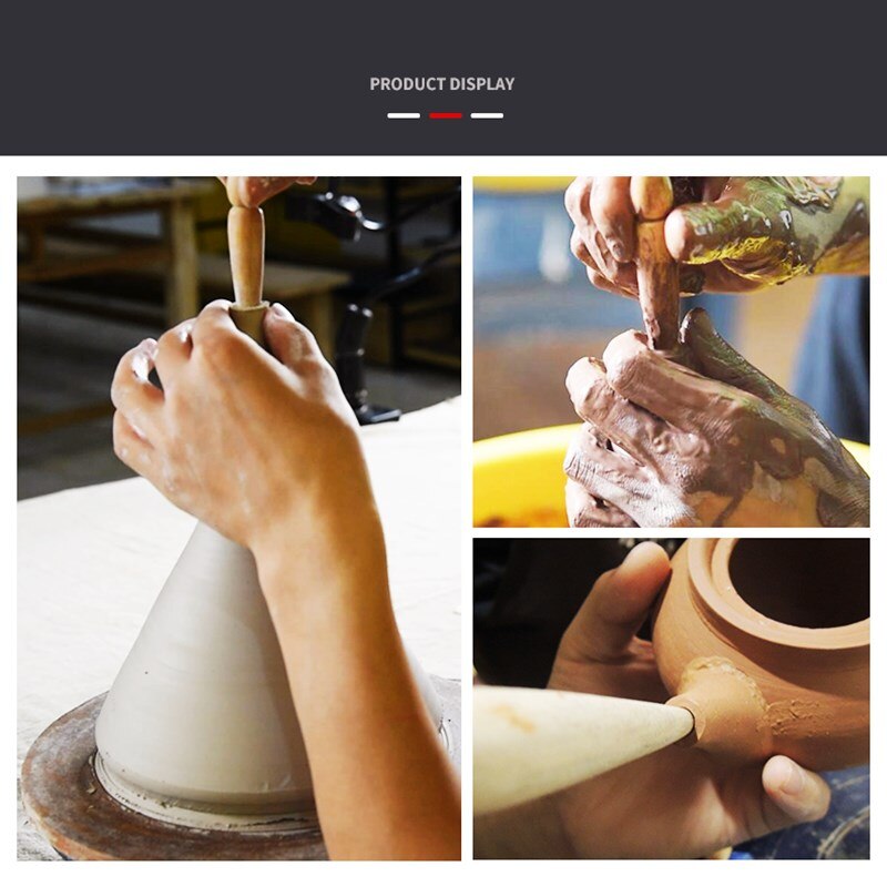 Pottery Spout Modifier Teapot Wooden Pot Crafts Modeling Repair Tool Wooden Double-head Punch Manual DIY Pottery Tool