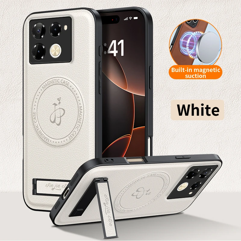 Leather Stand Case for Infinix Note 50 Pro Note50 40 50 40i Magnetic Cover Magsafe Wireless Charging Shockproof Camera Shell