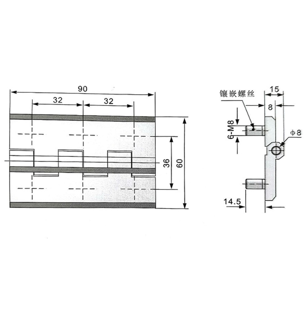 CL226-5A Grote Scharnier Zes Been Scharnier Lager Hoge Riem Stud Zwart