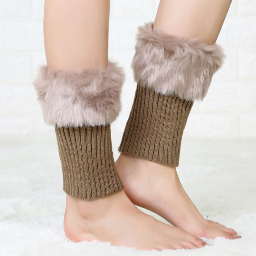 Jambières d&#39;hiver tricotées pour femmes, bottes en fourrure, jambières ST001: Kaki