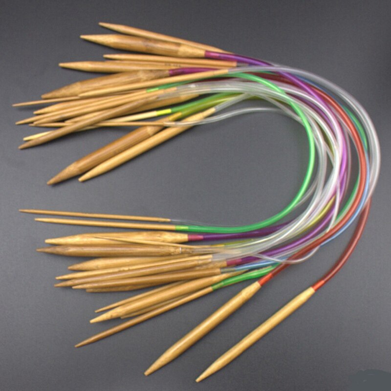 Multicolor tube 18 stuks/set bamboe rondbreinaalden set 40-120cm
