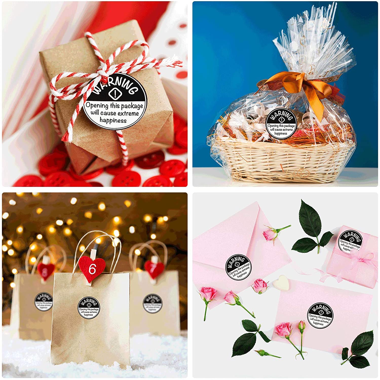 Adorable Warning Sticker Extreme Happiness Labels for Business Packaging 500pcs Round Black And White Stickers Labels