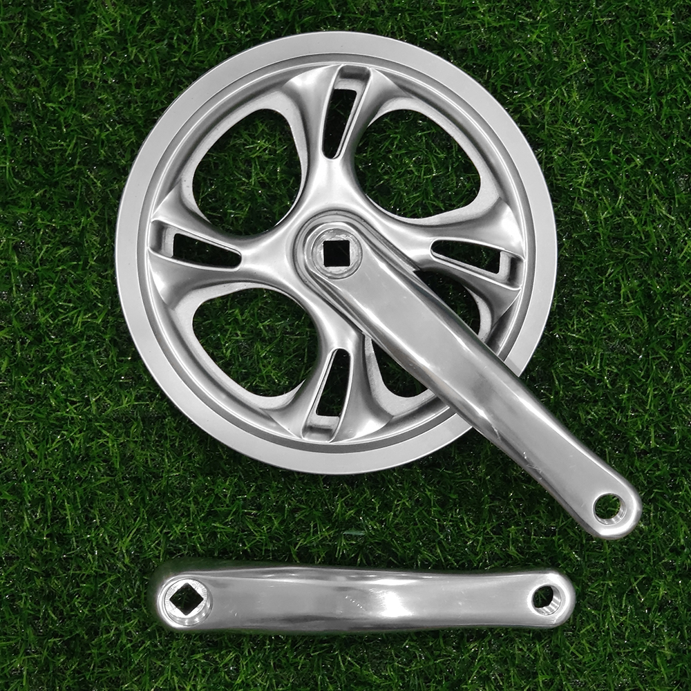 Juego de bielas de bicicleta 48T 170mm 152mm, juego de manivela de doble cubierta de plástico de velocidad única, piezas de rueda dentada de bicicleta plegable con orificio cuadrado