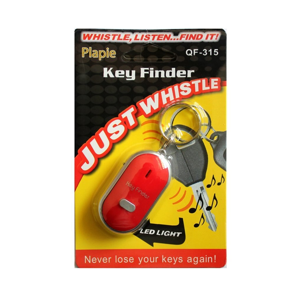 Anti-Lost Key Finder Led Fluitje Knipperende Piepend Geluid Controle Alarm Anti-Verloren Key Locator Finder Tracker Met sleutelhanger: red