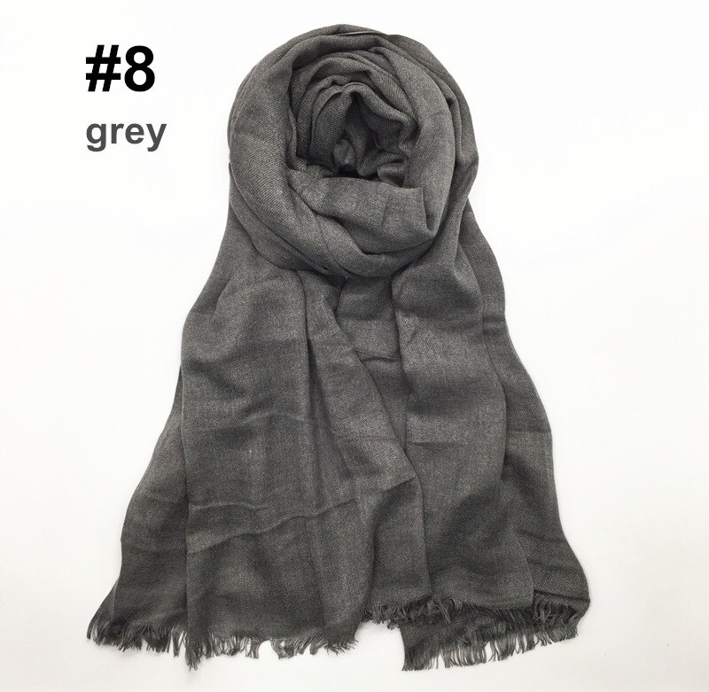 1PC Festival écharpe plaine foulards et châle frange hiver écharpe doux musulman imprimer hijab solide pashmina enveloppement 12 couleur: color 8