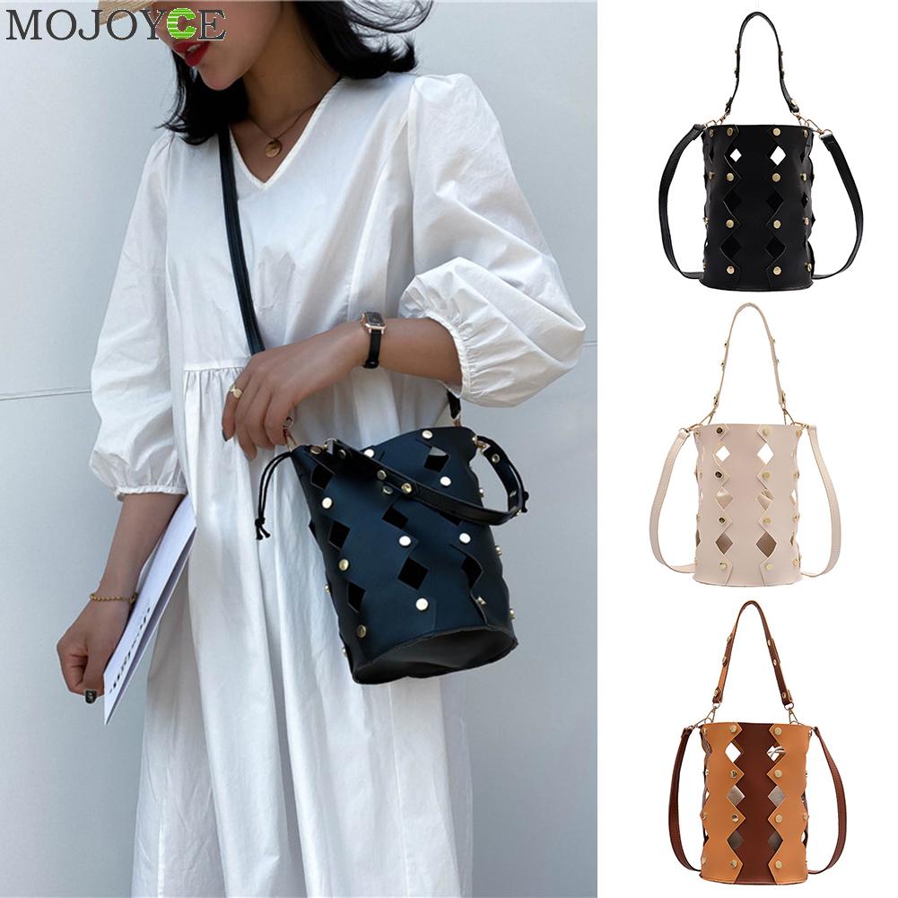 Rivet femmes seau sacs à bandoulière hcabas sac à main femme classique ollow cuir messager épaule sacs à main