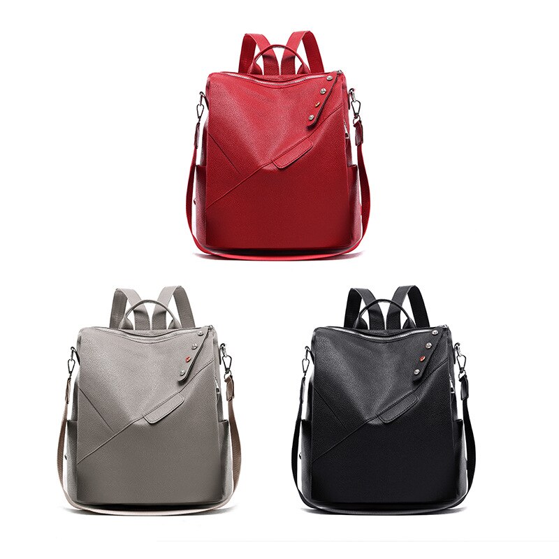 Dubbele rugzak dames multifunctionele pu leren topkwaliteit damestas zachte leren schoudertas reistas