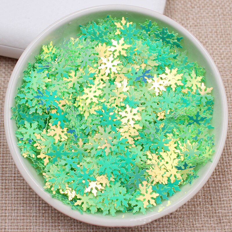 20g Glitter Sneeuwvlok Pailletten voor Ambachten Losse Pailletten Pailetten Naaien Accessoires Kerst Bruiloft Decoratie Confetti 9mm: green