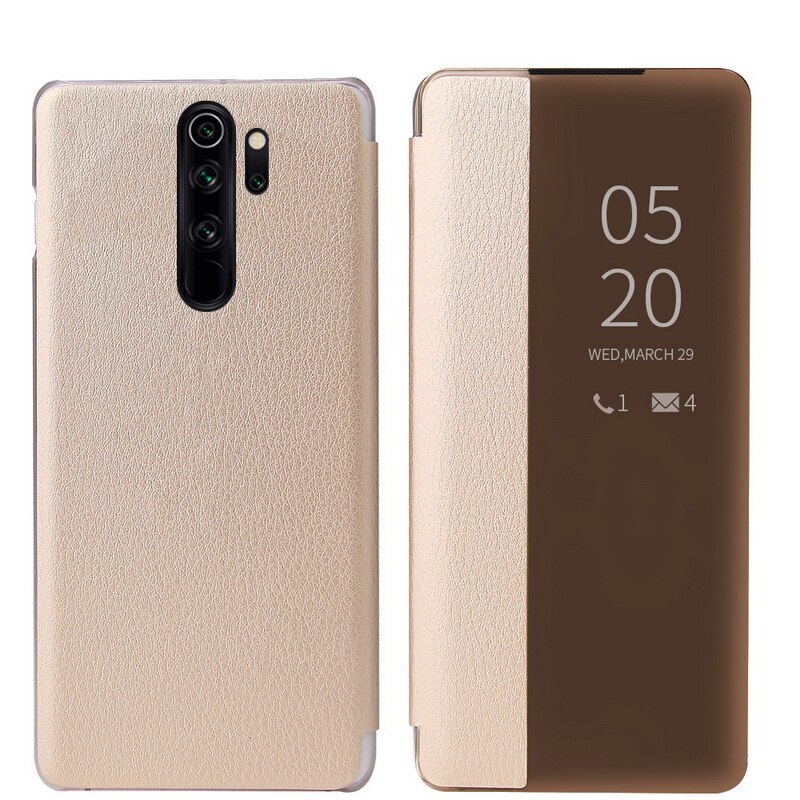 PU Leather+Hard PC Window View Smart Flip Case For Xiaomi Redmi Note 8T 8 7 Pro 8A 7A Smart Window View Cowhide Flip Case Cover: For Xiaomi Redmi 8 / Gold