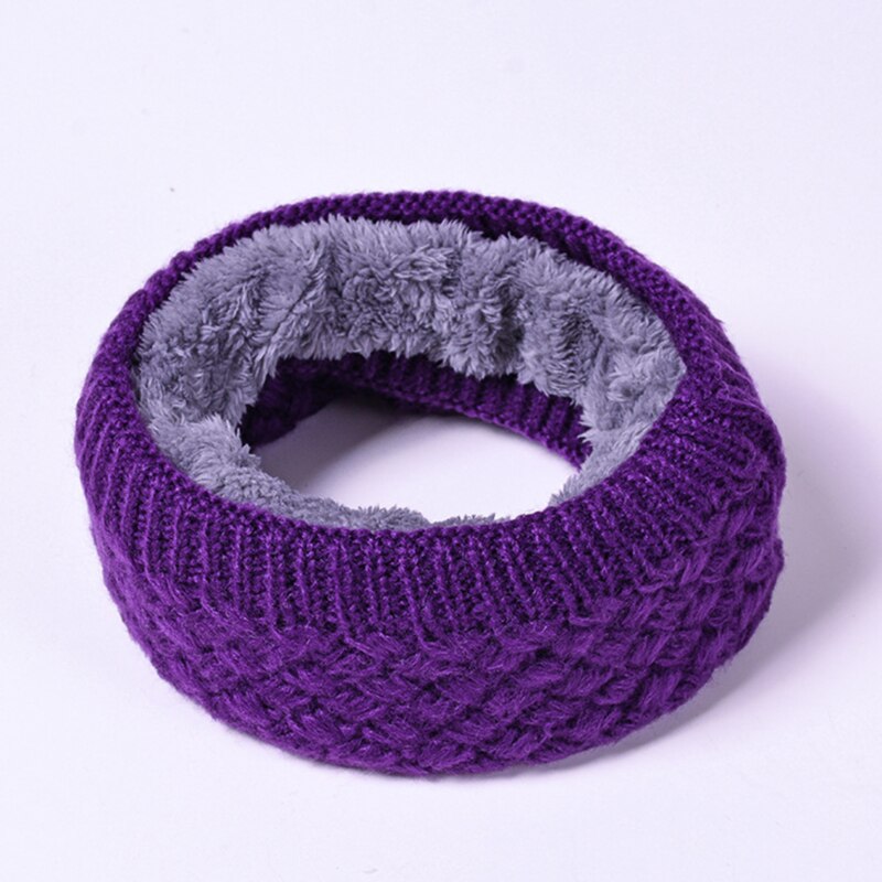 Winter Warm Scarf For Women Knitted Neck Scarves Rings Plush Children Men's Collar Ring Female Foulard Neckerchief: Purple