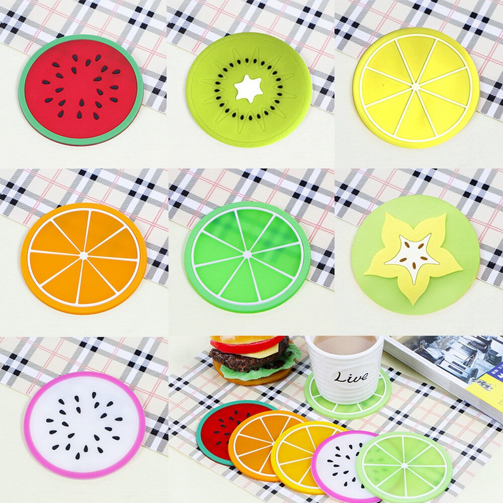 Dalbana färgglada fruktform silikon kopp pad slip isolering pad kopp mat pad drink hållare porslin placemat 6 stil