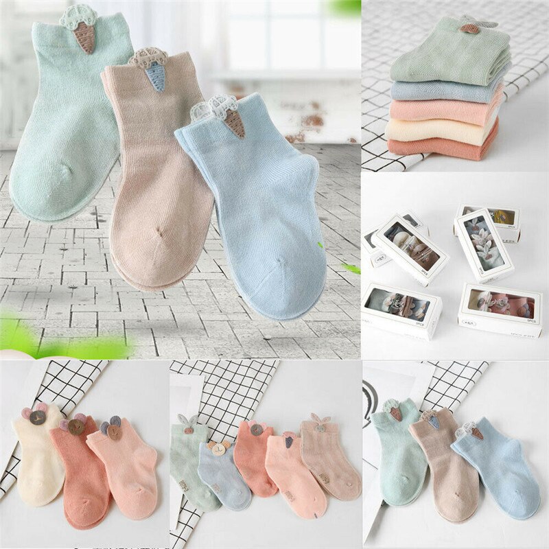 Brand Kids Baby Boys Girls Socks Cotton Soft Baby Socks Lovely Breathable Unisex Baby Socks 1Pair By Random 0-3Years