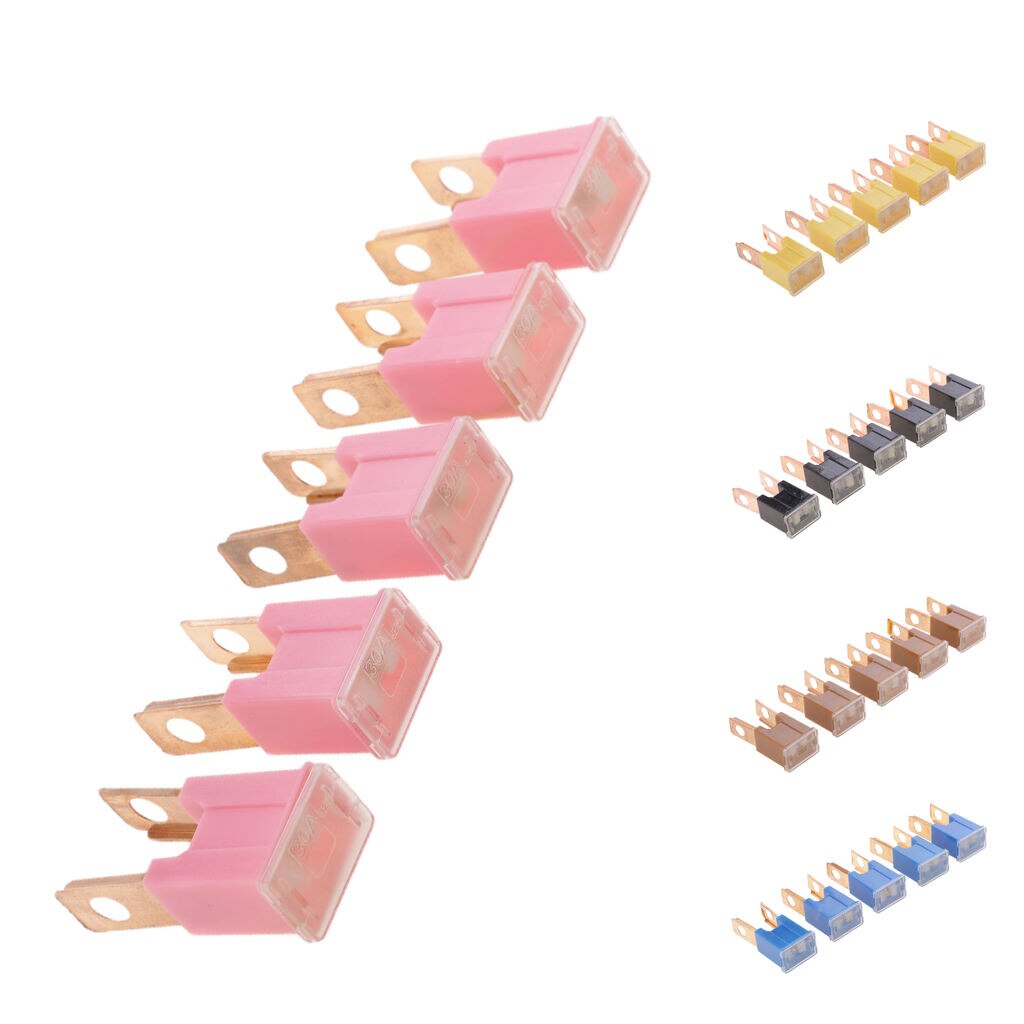 5 Pieces Replacement Car 32V 30A-120A Slow Blow Male PAL Straight Blade Fuses