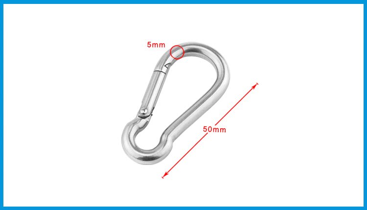 5mm 6mm 8mm multifunktionell 304 fjäderkarbinhake i rostfritt stål snabblänksring krok snäppbygel kedja fästkrok