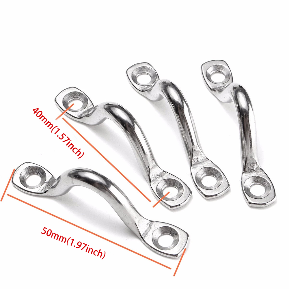 4Pcs Handle 5mm Stainless Steel Wire Eye Straps Boat Marine Tie Down Fender Hook Canopy Engines Accessories Stainless-Steel