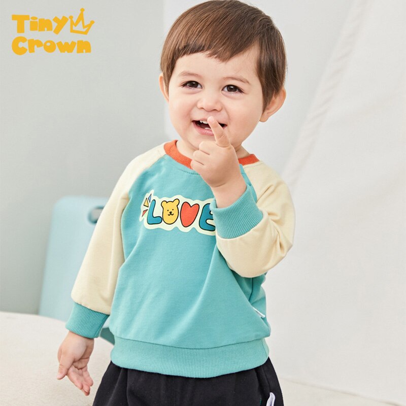 Sweat-Shirt à col rond pour fille et garçon, petite couronne, 0-4 ans, 100% coton, , automne