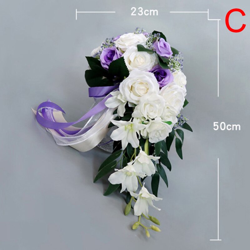 Tela Lovegrace + cinta ramo de rosas blancas flores para dama de honor pulsera accesorios de boda flor de mano nupcial: Color zafiro profundo