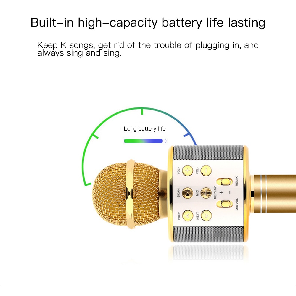 Travor Bluetooth Wireless Microphone Karaoke Microphone Speaker Handheld Music Player MIC Singing Recorder KTV Microphone
