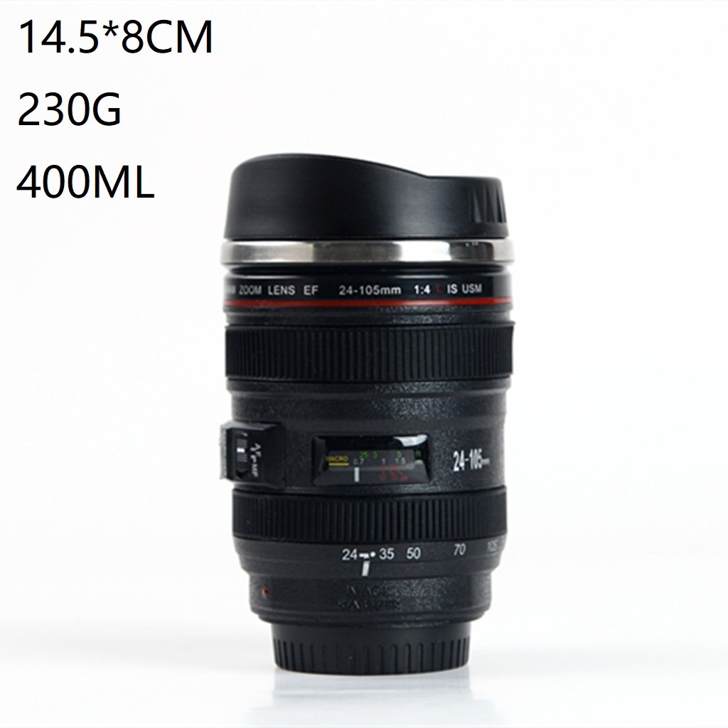 Kamera Objektiv Kaffee Becher Edelstahl Foto Isolierte Thermos Tasse Mit Deckel Fotograf SECHS Generation Emulation SLR Tasse: 5 Generation(Schwarz)