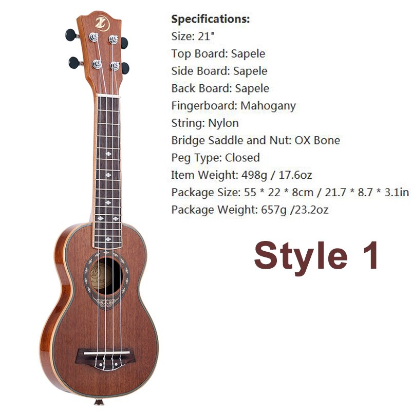 Ammoon-ukelele acústico para principiantes, instrumento musical de cuerda, de 21 pulgadas, con trastes de 15 y 4 cuerdas