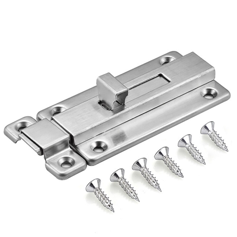 1PC 4 inch Stainless Steel Auto Doors Bolts Door Latch Sliding Lock Bedroom Bathroom Manual Latch Hasp Staple Gate Safety Lock: manual pressure type