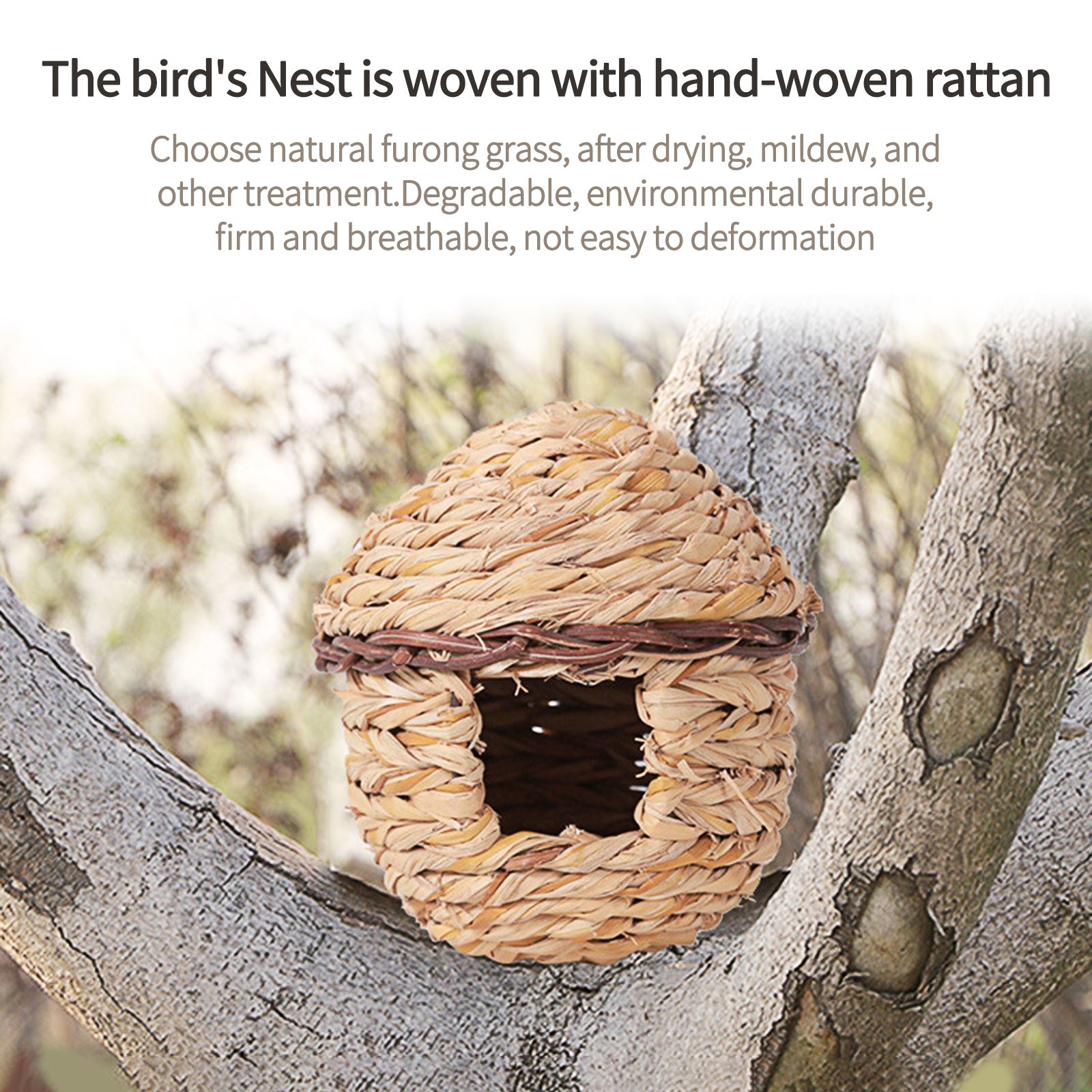 Naturalna trawa ptasie gniazdo koliber Birdhouse na zewnątrz wisząca trawa ręcznie tkane ptasie gniazdo ptasia chata na dekoracja obejścia