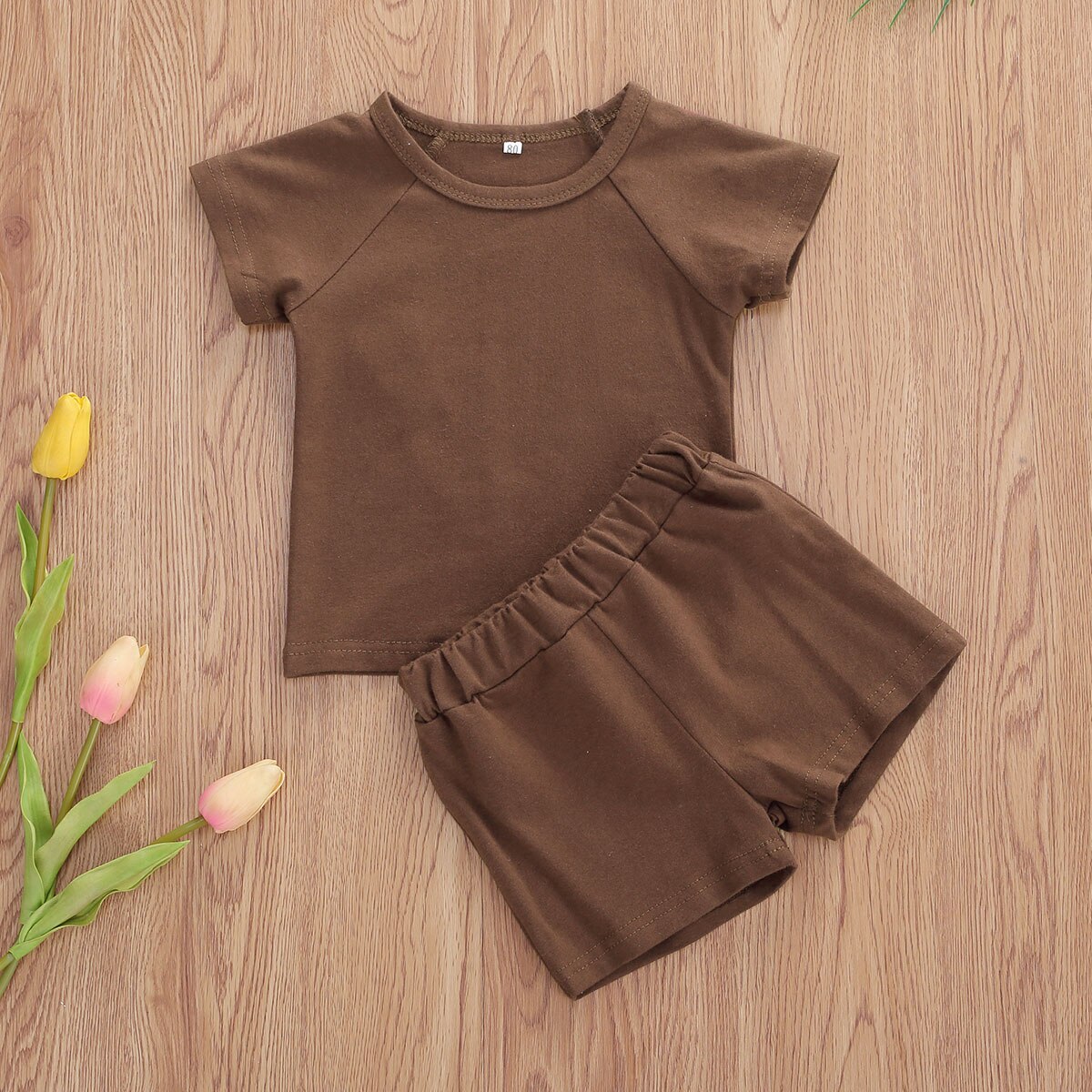 Kids Baby Jongens 2-Delige Outfit Set Zomer Mode Korte Mouw Effen Kleur Top En Shorts Set 1-5Years