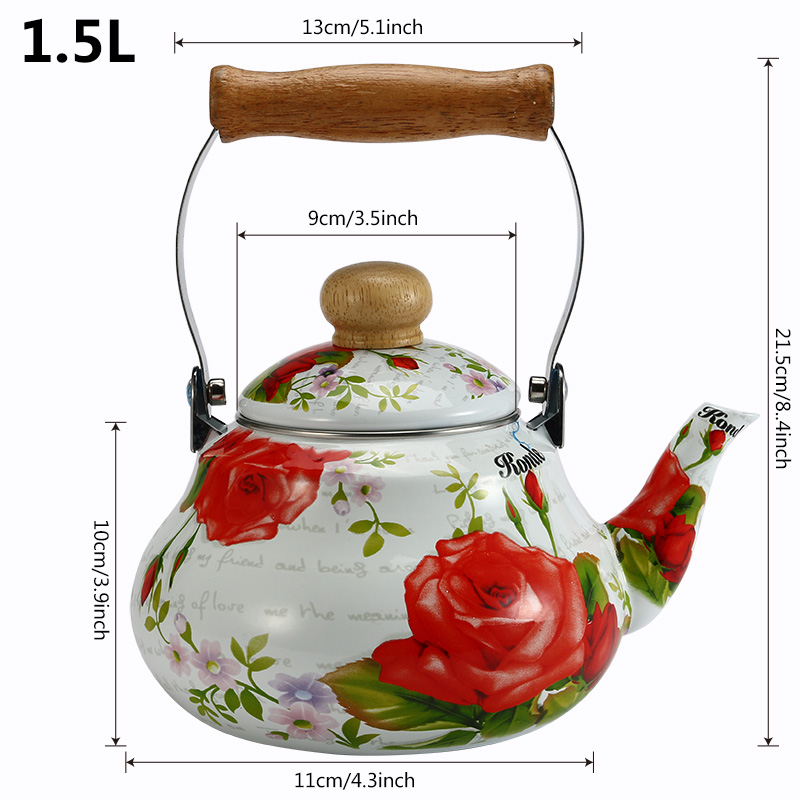 1.5L 2.0L Chinese Traditional Pot Water Kettle with Wooden Handle Flower Tea Pot for Home Kitchen Tool: 1.5L / Yellow