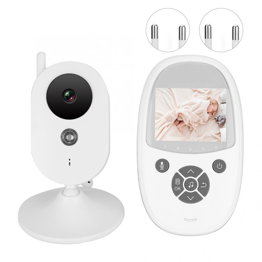 2.4in Mini Wireless Baby Monitor Infrared Night Cry Detection Temperature Monitoring 100-240V Temperature Sensor: EU  Plug