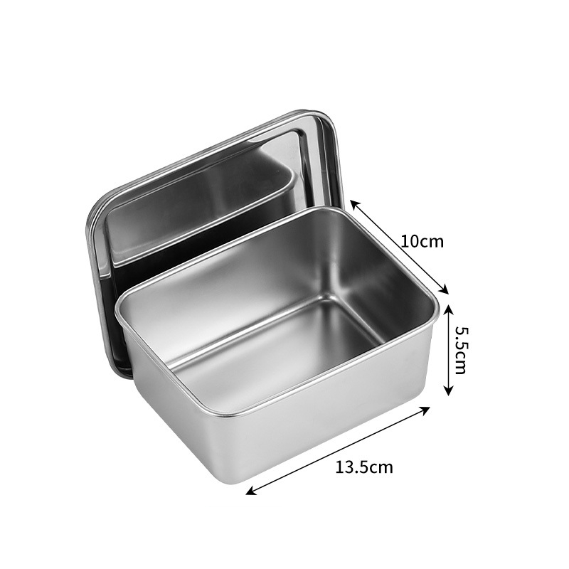 Stainless Steel Flat Bottom Storage Tray with Lid Square Food Plate Cake Bread Pastry Baking Pan Dish Bakeware Kitchen Tools: WHITE