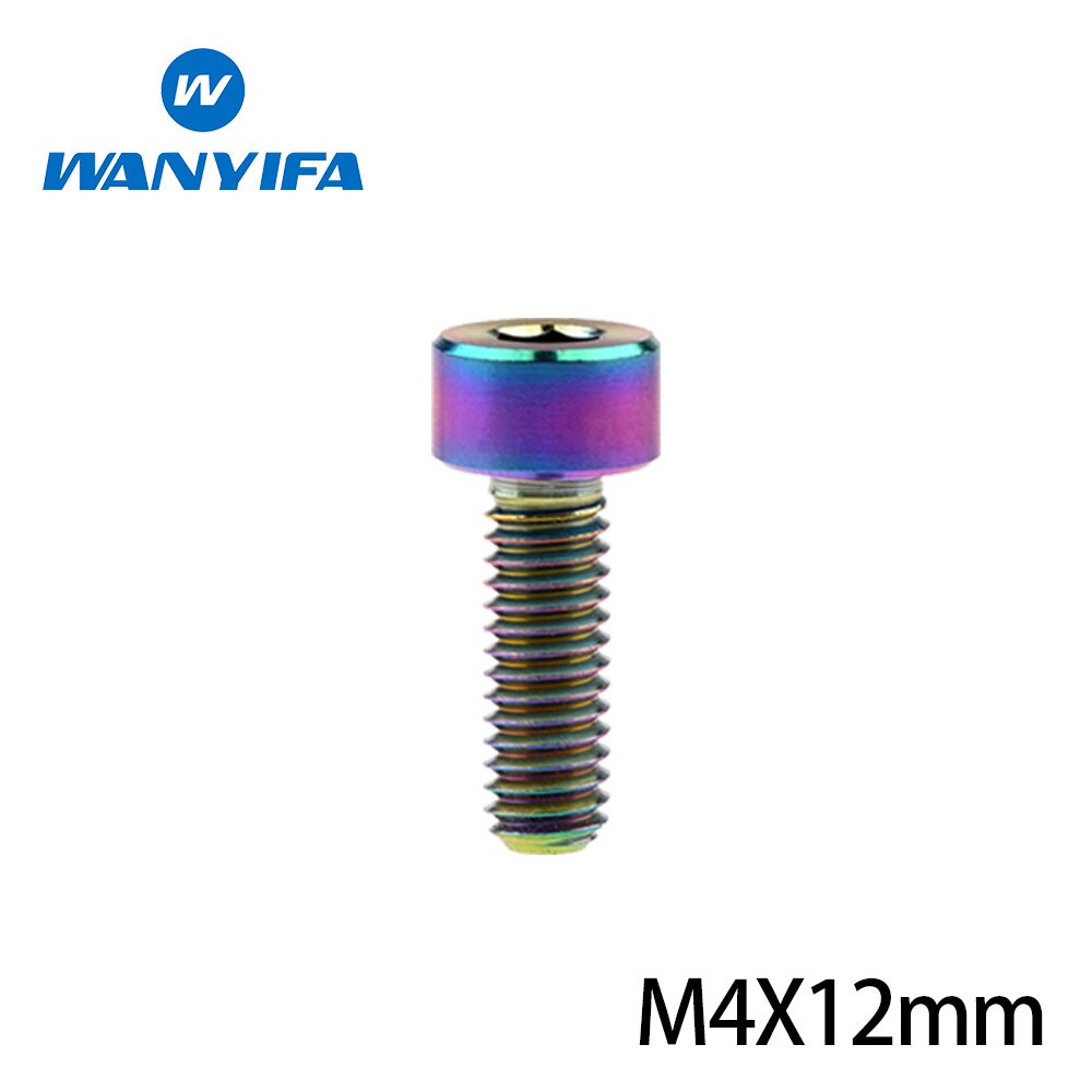 1Pcs Titanium Bolt M4x10 12 15mm Standard Head DIN912 Inner Hexagon Titanium Bicycle Stem Screws for Bike Parts: M4x12mm Rainbow
