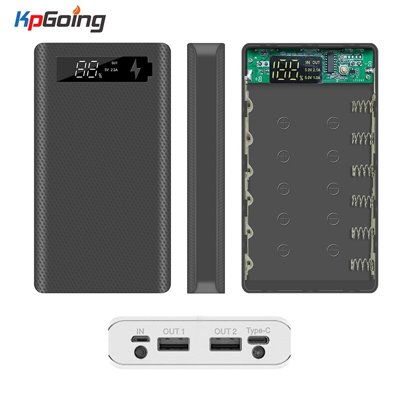 Qc3.0 Snel Opladen Power Bank Shell 6*18650 Battery Charger Box Digitale Display Powerbank Shell Power Kit Batterij Case quick