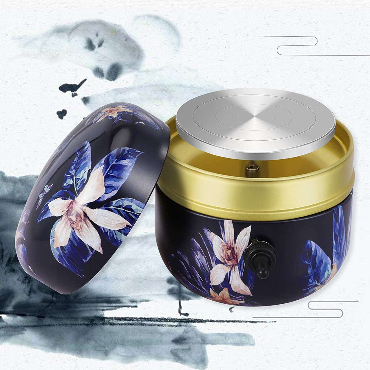 Mini Electric Pottery Wheel with Tray+Sculpting Kit, Pottery Forming Machine for Ceramic Clay Tools Art Crafts Pottery Turntable