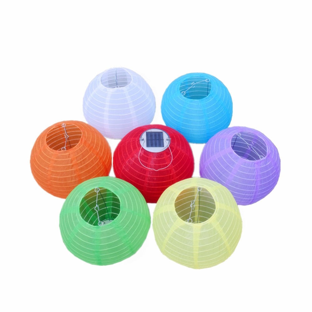 Lantern Solar Light LED Hanging Ball Nylon Lantern Fairy Lights For Garden Decoration Wedding Solar Light With Battery 12inch