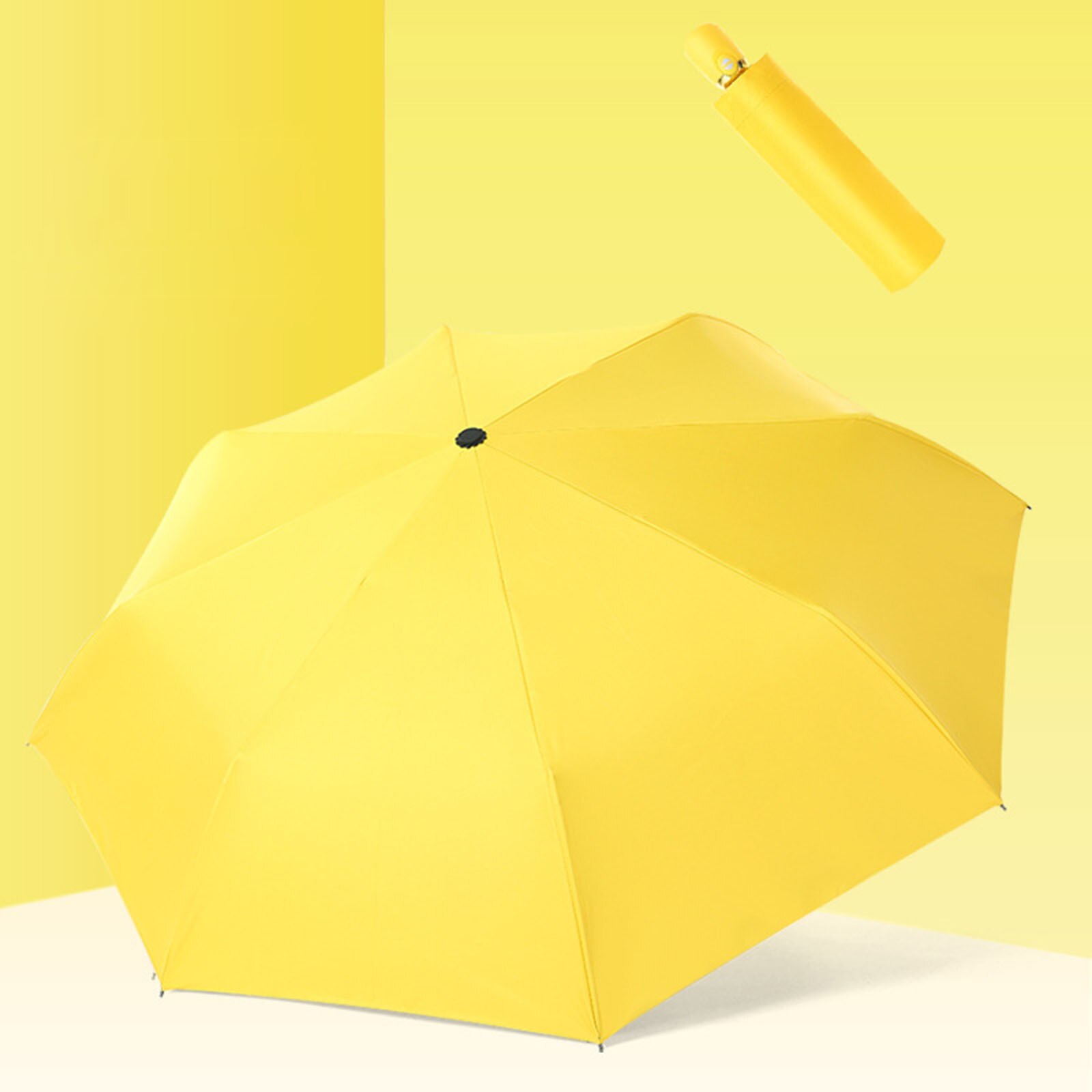 Parasol Licht Reizen Paraplu Windbestendig Parasol Paraplu Uva + 50 Opvouwbare Paraplu Volautomatische Paraplu Voor Regen/Zon: Yellow