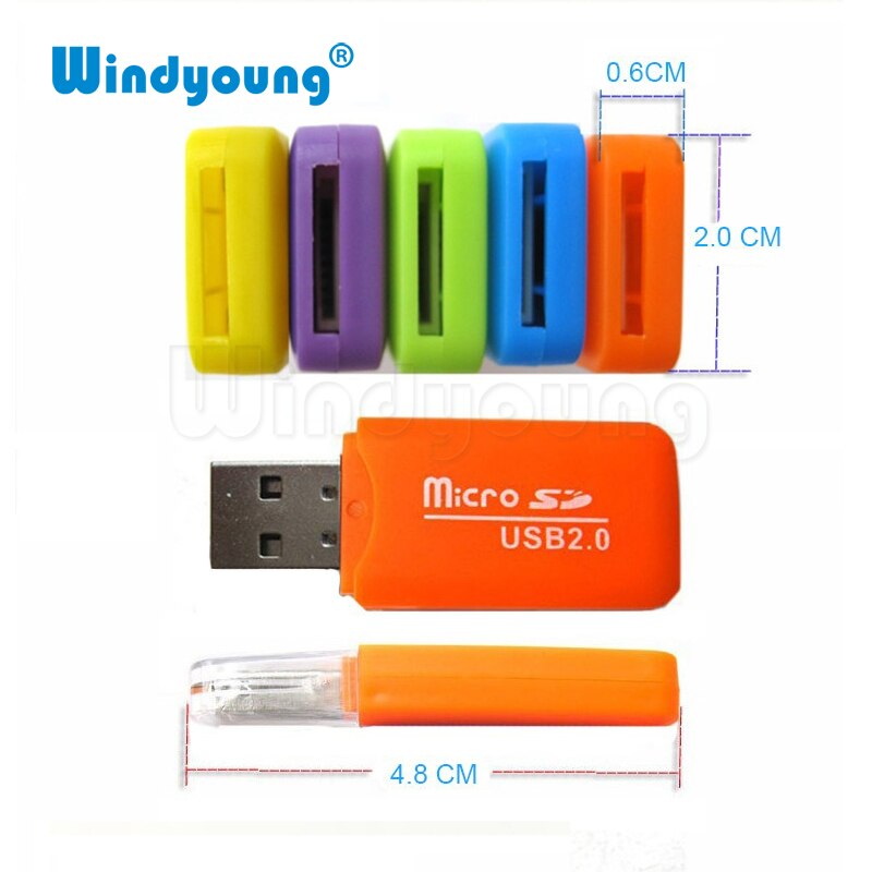 Usb 2.0 Kaartlezer High Speed Usb Flash Drive Ondersteuning Microsd-kaart Tf Kaartlezer Plug En Play Kleurrijke Geheugen card Voor Pc
