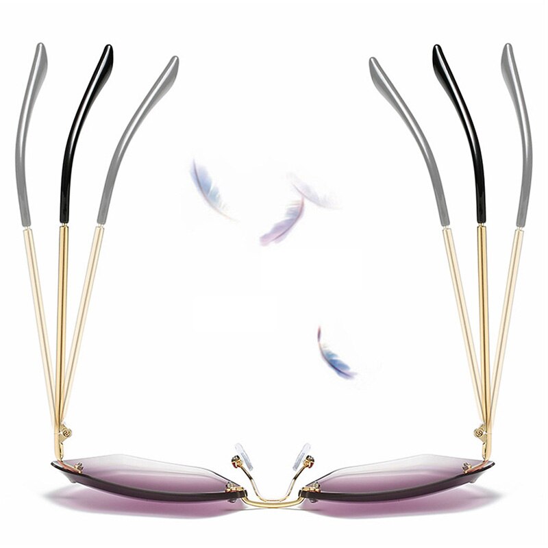 Gafas de sol de sin marco para mujer, gafas poligonales recortadas de de sin montura, Gafas de Metal cuadradas con degradado océano UV400