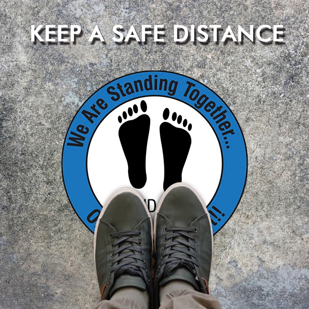Social Distancing Floor Decals Safety Floor Sign Marker poster Maintain 6 Foot Distance Anti-Slip, Commercial Grade 11" Round