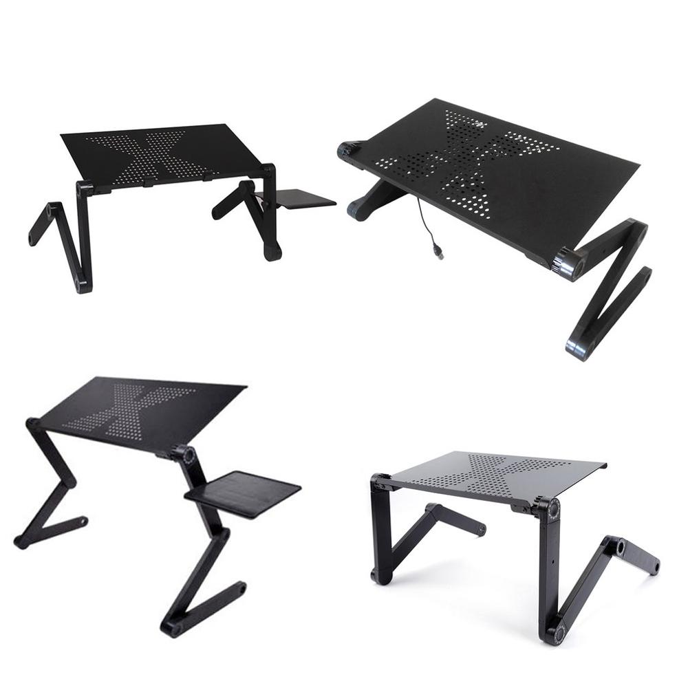 Aluminum Alloy Adjustable Laptop Table ,Portable Folding Computer Desk With Mouse Pad&Vented Fan