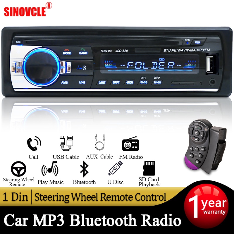 Auto Radio Stereo Speler Digitale Bluetooth Auto MP3 Speler 60Wx4 Fm Radio Stereo Audio Muziek Usb/Sd Met In dash Aux Input