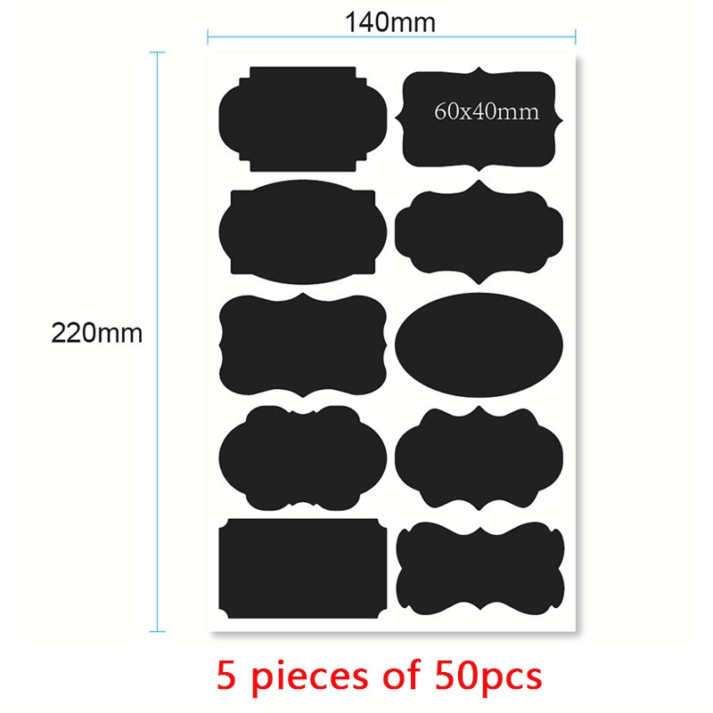 40/50/105Pcs Schoolbord Stickers Black Spice Stickers Label Voor Keuken Jar &amp; Fles Containers Verwijderbare Krijtbord sticker: 50pcs 6x4cm
