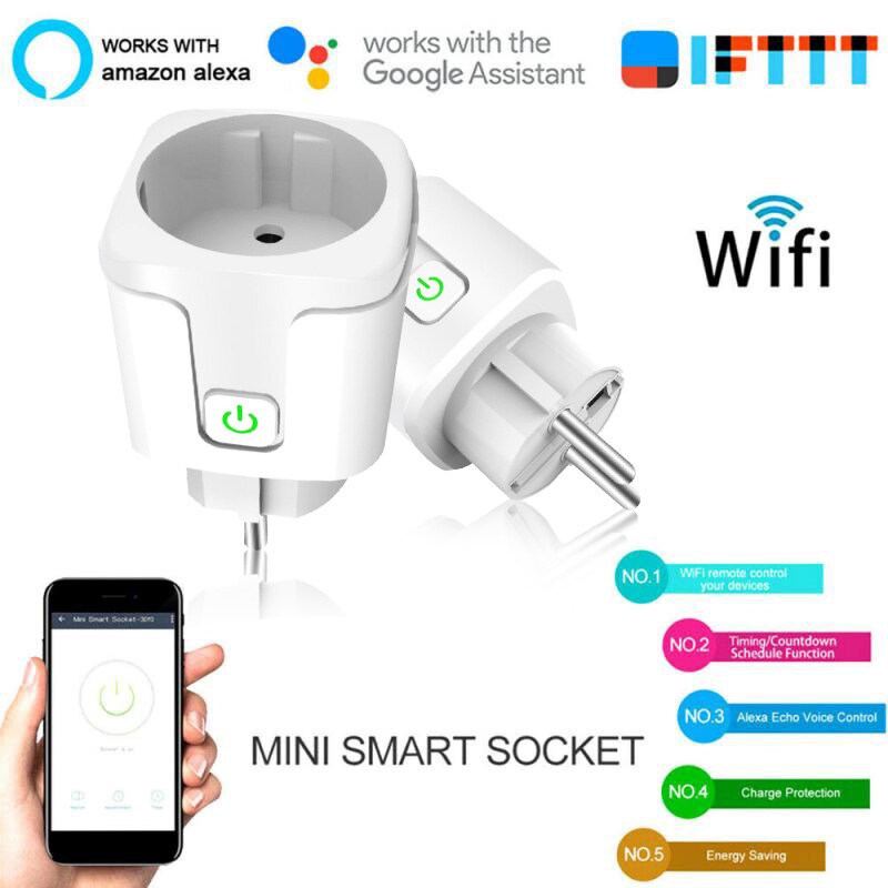 5pcs Smart Plug Smart Socket 16A WiFi Wireless Socket EU Adaptor Monitor Timing Smart Home Tuya App Works With Alexa Google Home