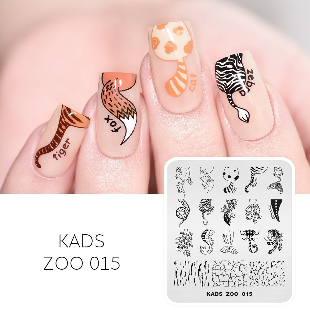 Nail Art timbre plaque fleur feuilles léopard impression Image ongles estampage modèle ongle bricolage pochoir plaque pour Nail Art: Zoo 015