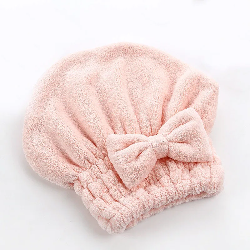 Enveloppement de serviette de cheveux en bambou, Turban de douche en microfibre pour séchage de cheveux avec nœud papillon, serviettes absorbantes à séchage rapide pour femmes Anti-frisottis: Rose